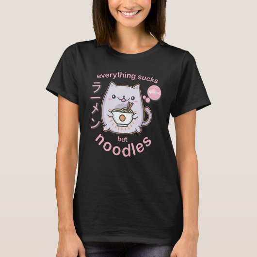 Pastel Gothic Ramen Noodle Cat - Cadeau T-shirt (Voorkant)