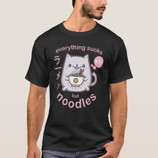 Pastel Gothic Ramen Noodle Cat - Cadeau T-shirt (Voorkant)