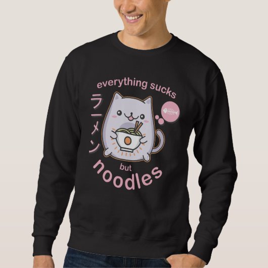 Pastel Gothic Ramen Noodle Cat - Cadeau Trui (Voorkant)