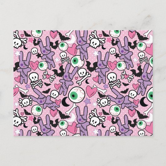 Pastel Gothic Rockabilly Spooky Bunny Briefkaart (Voorkant)