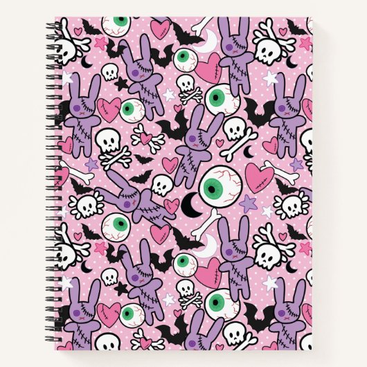 Pastel Gothic Rockabilly Spooky Bunny Notitieboek (Voorkant)
