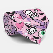 Pastel Gothic Rockabilly Spooky Bunny Stropdas (Opgerold)