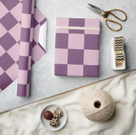Pastel Gothic Roze en Paarse Checkers Cadeaupapier