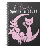 Pastel Gothic Roze Halve Maan Kitty Cat Spell Notitieboek (Voorkant)