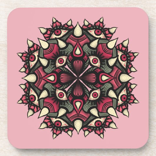 Pastel gothic roze horror circus bier onderzetter (Voorkant)