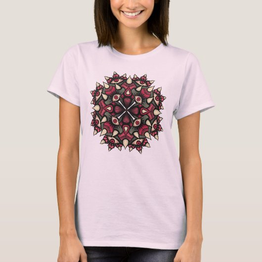 Pastel gothic roze horror circus t-shirt (Voorkant)