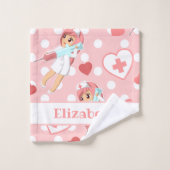 Pastel Gothic Roze Kawaii Verpleegkundige Vaccin Bad Handdoek (Wasdoekje)