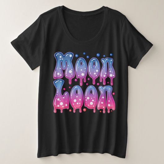 Pastel Gothic Roze Paarse Celestial Moon Loon 70s Grote Maat T-shirt (Design voorkant)