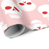Pastel gothic roze rood Halloween schedel skelet Cadeaupapier (Rol Hoek)