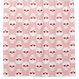 Pastel gothic roze rood Halloween schedel skelet Douchegordijn