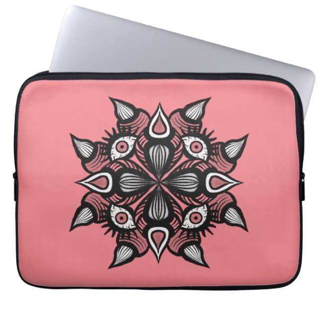 Pastel gothic roze, roze monster heks laptop sleeve (Voorkant)