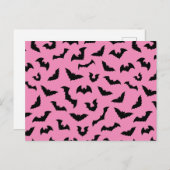 Pastel gothic roze vleermuizen halloween briefkaart (Voorkant / Achterkant)