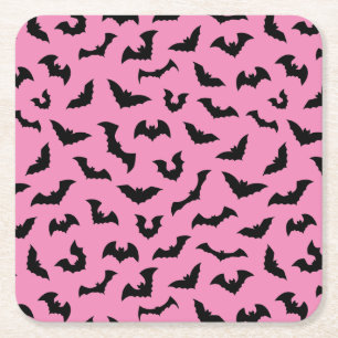 Pastel gothic roze vleermuizen halloween kartonnen onderzetters