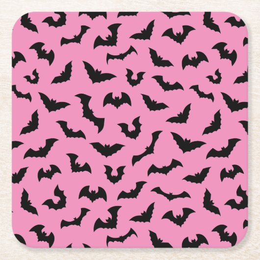 Pastel gothic roze vleermuizen halloween kartonnen onderzetters (Voorkant)