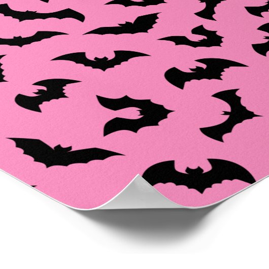 Pastel gothic roze vleermuizen halloween poster (Hoek)