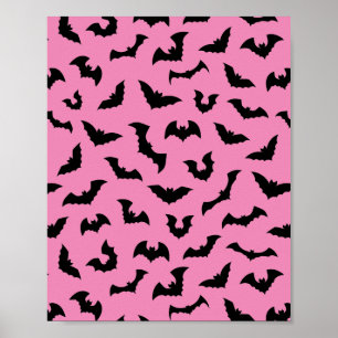 Pastel gothic roze vleermuizen halloween poster