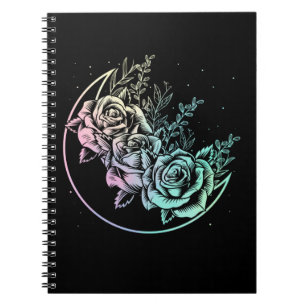 Pastel Gothic Rozen Moon Gothic Crescent Flowers Notitieboek