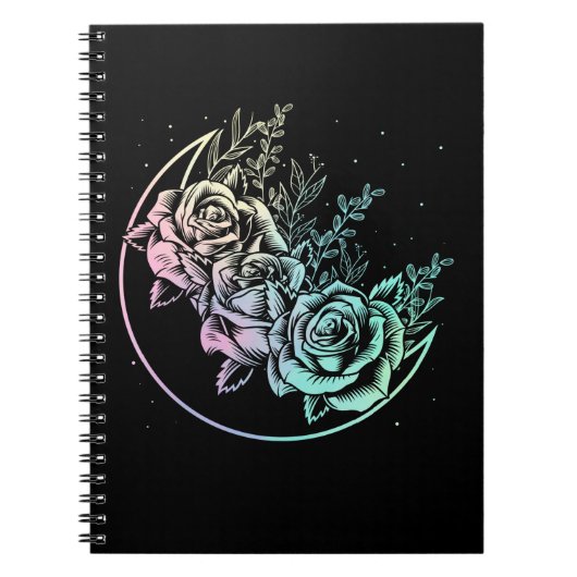 Pastel Gothic Rozen Moon Gothic Crescent Flowers Notitieboek (Voorkant)