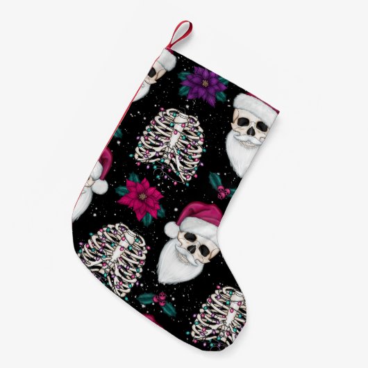 Pastel Gothic Santa Skull Kleine Kerstsok (Voorkant (Hangend))