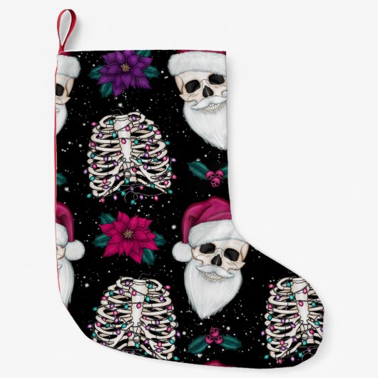 Pastel Gothic Santa Skull Kleine Kerstsok (Voorkant)