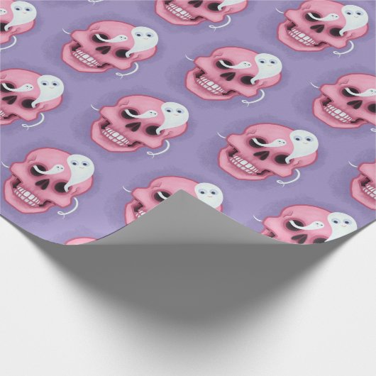 Pastel gothic schedel cadeaupapier (Hoek)