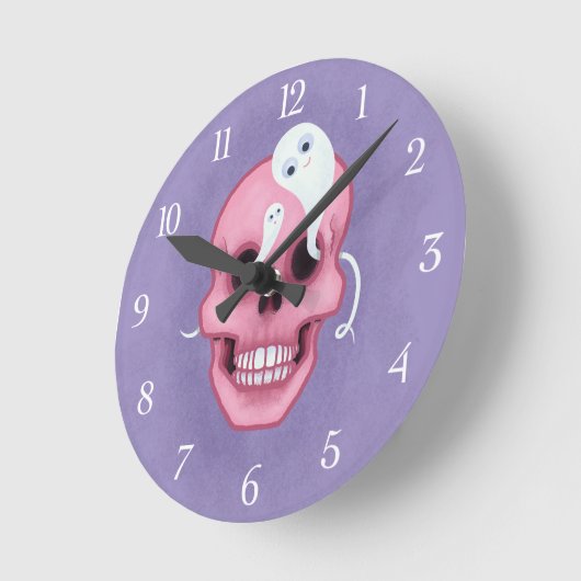 Pastel gothic schedel ronde klok (Hoek)