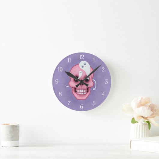 Pastel gothic schedel ronde klok (Huis)