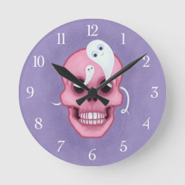 Pastel gothic schedel ronde klok