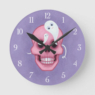 Pastel gothic schedel ronde klok