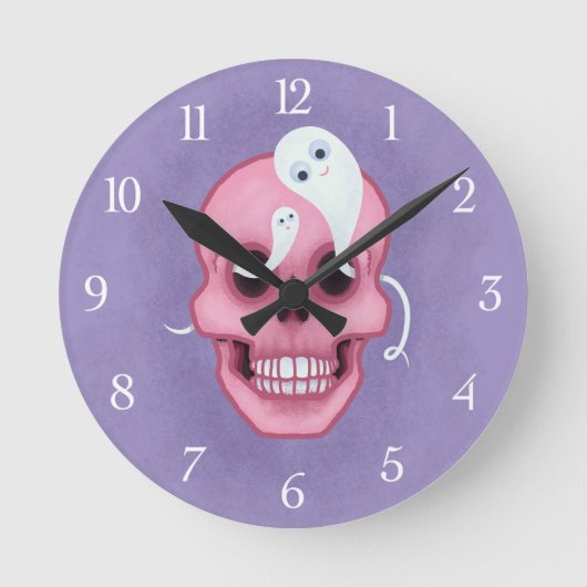 Pastel gothic schedel ronde klok (Voorkant)