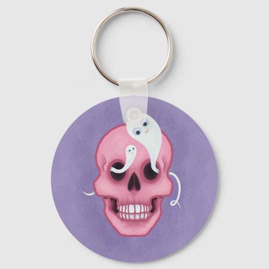 Pastel gothic schedel sleutelhanger (Voorkant)