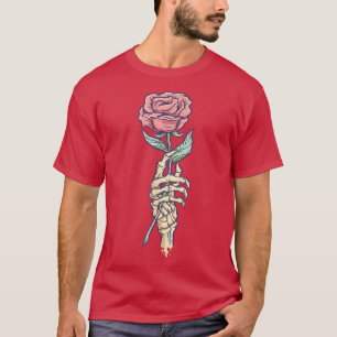Pastel Gothic Skelethandje met rode roze T-shirt