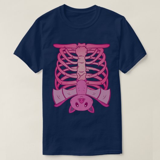 Pastel Gothic Skeleton Hartslag Bat Halloween C T-shirt (Design voorkant)