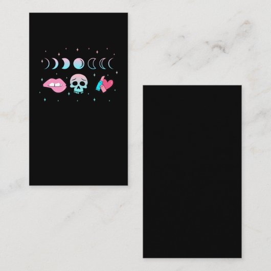 Pastel Gothic Skull Moon Kawaii make up Witch Visitekaartje (Voorkant / Achterkant)