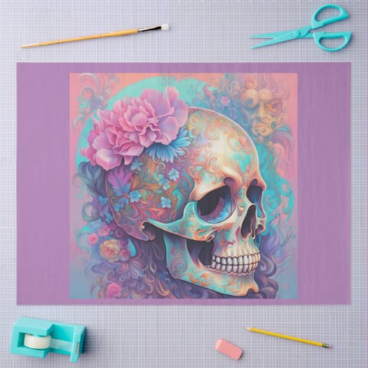Pastel Gothic Skull Skelet Decoupage Papier (Craft)