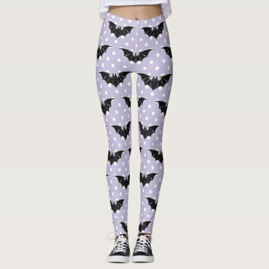 Pastel Gothic Spooky Cute Bats Kawaii Leggings (Voorkant)