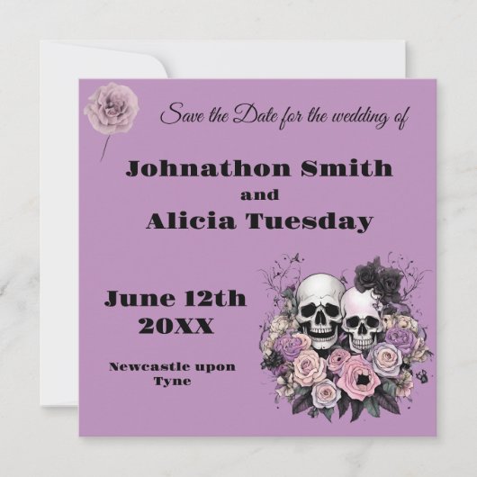 Pastel Gothic stijl bruiloft Stationery Witchy Save The Date (Voorkant)