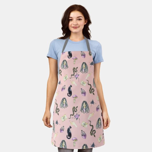 Pastel Gothic Story Pattern roze Schort (Gedragen)