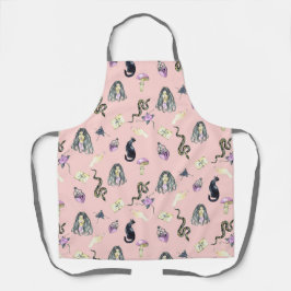 Pastel Gothic Story Pattern roze Schort