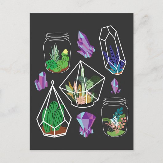 Pastel Gothic Succulent Cactus Kawaii Terrarium Briefkaart (Voorkant)