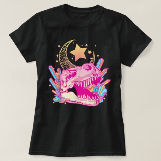 Pastel Gothic T-Rex Skull Crystal Crescent Moon Ae T-shirt (Design voorkant)