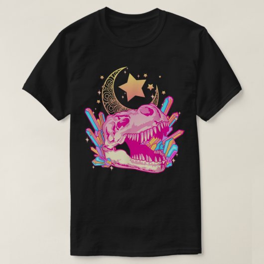 Pastel Gothic T-Rex Skull Crystal Crescent Moon Ae T-shirt (Design voorkant)