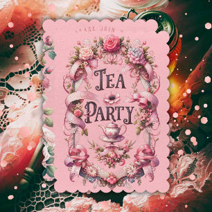 Pastel Gothic Tea Party Verjaardagsuitnodiging Kaart