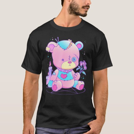 Pastel Gothic Teddy Bear Japans Anime Kawaii Demon T-shirt (Voorkant)