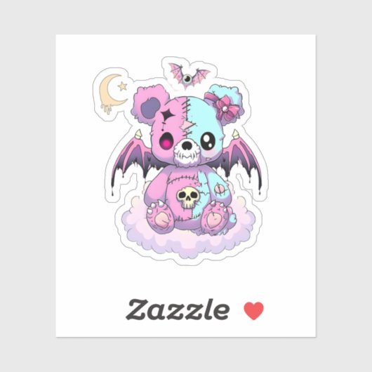 Pastel Gothic Teddy Bear Sticker (Vel)