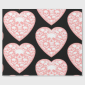 Pastel gothic valentijnen roze hart schedel cadeaupapier (Vlak)