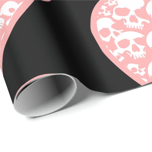 Pastel gothic valentijnen roze hart schedel cadeaupapier (Rol Hoek)