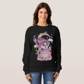 Pastel Gothic Wiccan Cat Cute Creepy Witchy Cat Trui (Voorkant volledig)