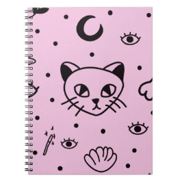 Pastel Gothic Wiccan Cat Notitieboek - betoverend