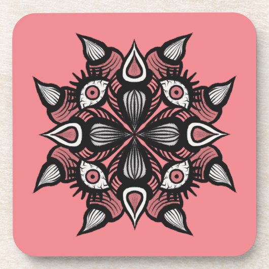 Pastel Gothic Witch Design - Zwart Roze Monster Bier Onderzetter (Voorkant)